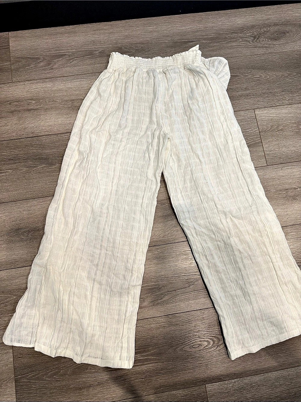 Tommy Bahama Cotton Gauze High Rise Wide Leg Pants in Cream